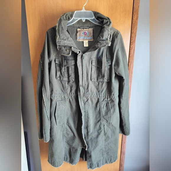 BB Dakota "Twilight Bella Swan" Y2K Grunge Distressed Military Field Jacket L - Picture 11 of 14